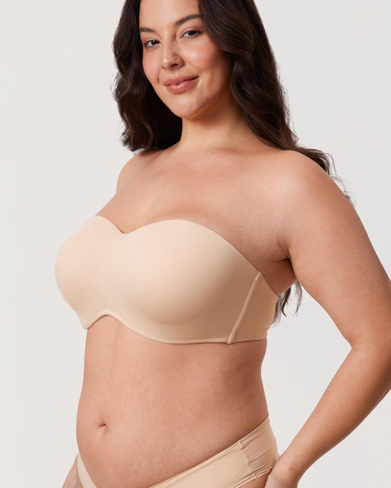 DELIMIRA Women's Strapless Bra Minimizer Seamless Underwire Unlined Bandeau for Big Bust Beige 44D - Image 5